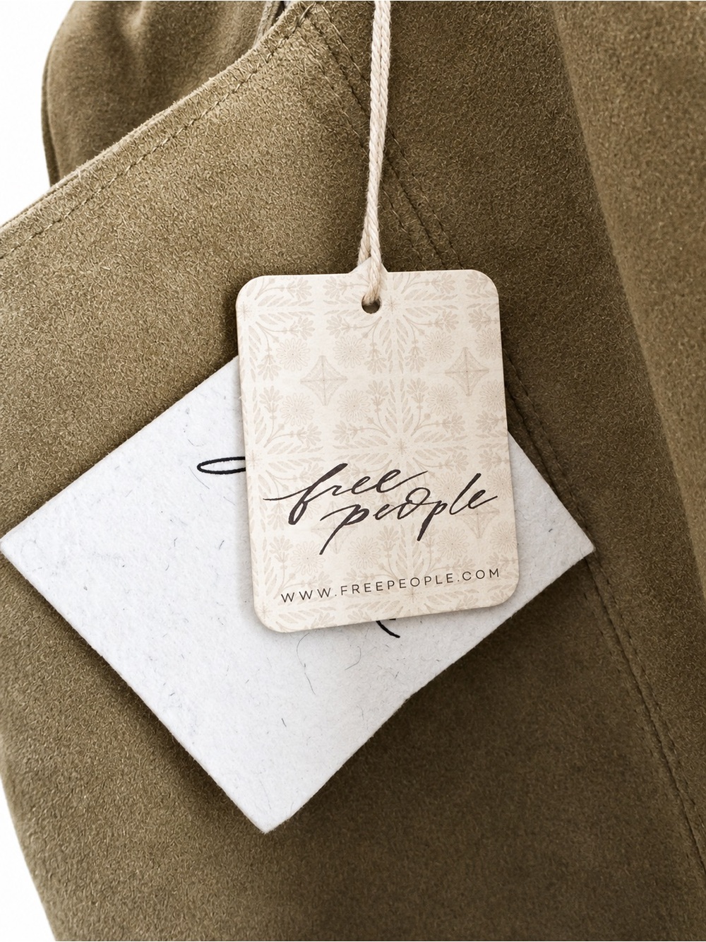 Free People Bobbi Slouch Suede Tote Olive Green Leather BNWT SOLD OUT - Picture 4 of 8